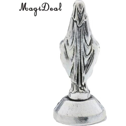 Mary Madonna Statue Figurine Catholic Alloy Shabby Chic for Home Decor Silver Vintage