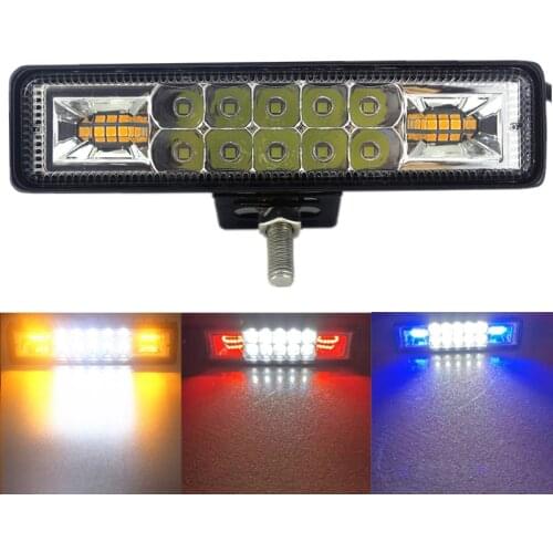 Strobe Flash 48W Work Light LED Light Bar Dual Color Warning Lamp for JEEP SUV ATV niva Off road 4x4 Truck Trailer 12V 24V