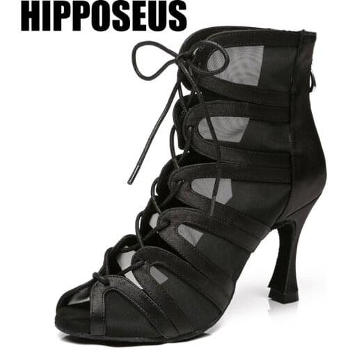 Ballroom Dance-Shoes Women Latin Girls Tango Dance Shoes High Heels Soft Ladies Modern Salsa Dancing Shoes Professional Black