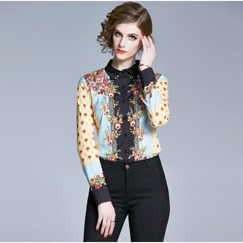 NRJ-6F-607-A-6655 2020 Spring Women Flower Print Shirts