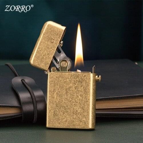Waterproof Ultra Thin Zorro Oil Lighter Free Fire Original Torrance Windproof Kerosene Lighter Grinding Wheel Flint Collect Gift