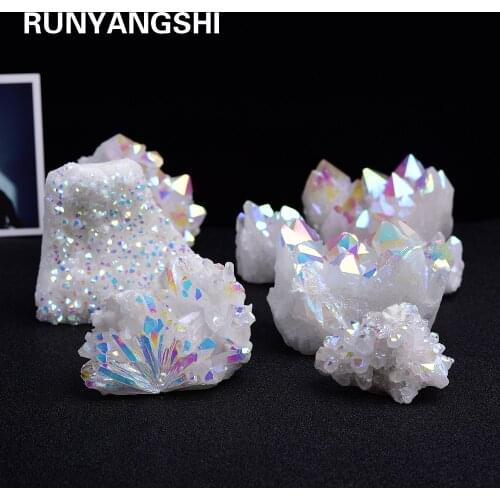 High quality crystal minerals Rough natural Electroplated aura Crystal Cluster Wand Points clear quartz for home decoration