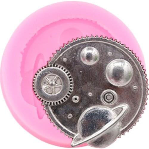 Earth Gear Silicone Molds Planet Cupcake Topper Fondant Cake Decorating Tools Cookie Baking Candy Polymer Clay Chocolate Moulds