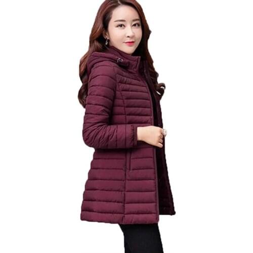 Women Autumn Winter Jacket Parkas 2020 New Solid Hooded Medium Long Outerwear Slim Plus Size 7XL Female Down Cotton Jacket Q89