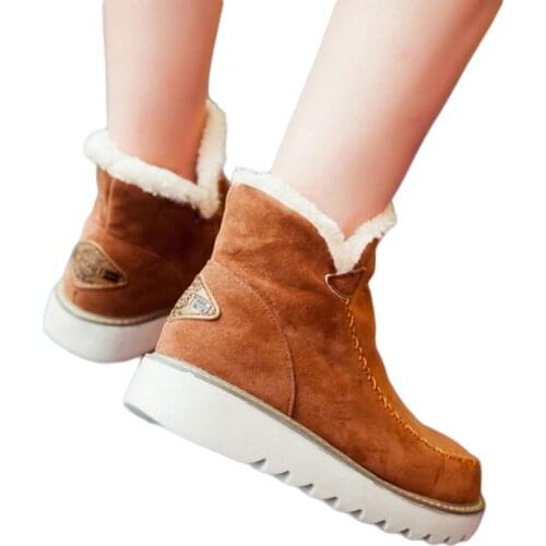 Big Size 34-43 Winter Snow Boots Women Ankle Boots 2021 Round Toe Platform Winter Shoes With Fur Woman Fur Shoes