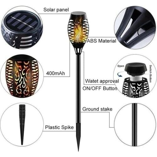 1/2/4 Pack LED Solar Flame Lights Outdoor IP65 Waterproof Flickering Flame Light Garden Decoration Landscape Lawn Path Lighting