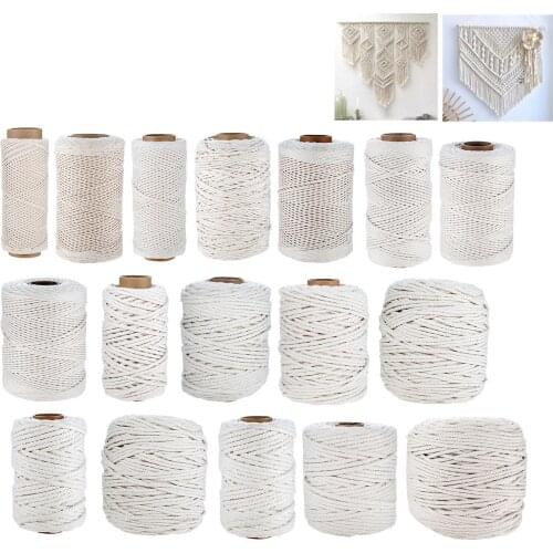 1 Roll Natural Beige Macrame Rope Twisted Cotton Cord String Dia 1-10mm Crafts Wall Hangings DIY Wedding Gardening Gift Wrapping