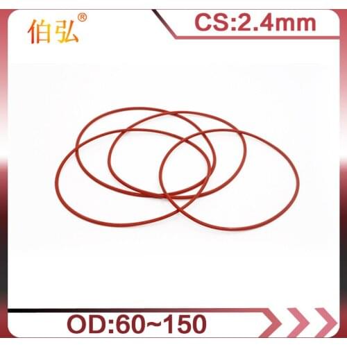 1PC/lot Red Silicon O-Ring Silicone/VMQ 2.4mm Thickness OD 60/75/150mm Rubber O Ring Seal Gasket Rings Washer