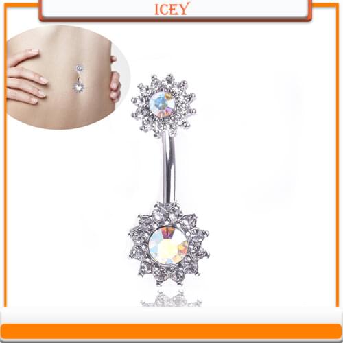 Expert Sexy Honeysuckle Navel Ring Ab Drill Colour Navel Nail On Frame