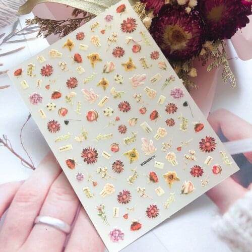 3D Nail Sticker Floral Design DIY Tips Nail Art Ornament Packaging Self-adhesive Transfer Decal Slider