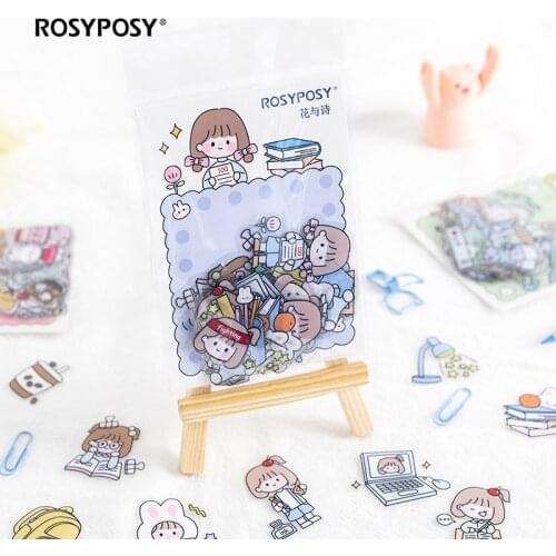 40pcs/bag stickers Set Kawaii Cartoon Diary Album Stationery Sticker aesthetic Decorative collage planner Album