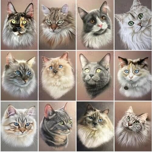 Diy Animal Cat 5D Diamond Painting Full Round Square Resin Mosaic Embroidery Cross Stitch Kits Picture of Rhinestones Home Decor