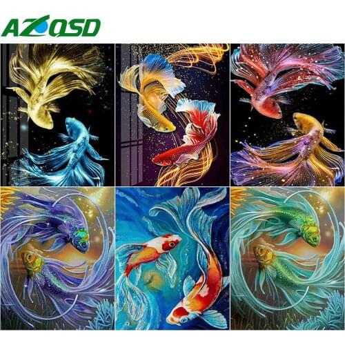 AZQSD Diamond Painting Fish Cross Stitch Kits Handicraft Diamond Embroidery Sale Animal Picture Of Rhinestones Home Decoration