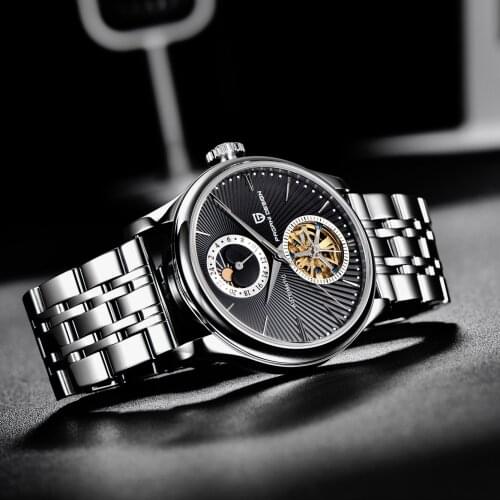 Pagani Design Luxury brand Mens Watches Stainless Steel Skeleton Mechanical Wristwatch male waterproof montre homme automatique