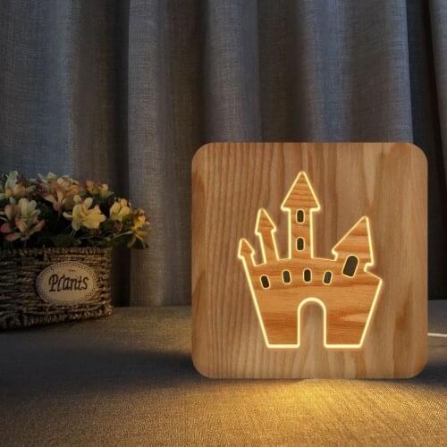 Childrens Favorite Fairy Tale Castle Modeling Bedroom Bedside Decoration Night Light Solid Wood Decoration