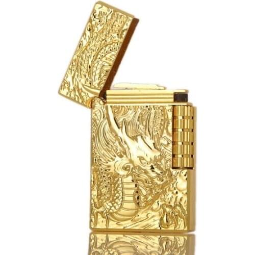 DK-830 carved dragon grinding wheel, open fire lighter, Dian Kang gas lighter