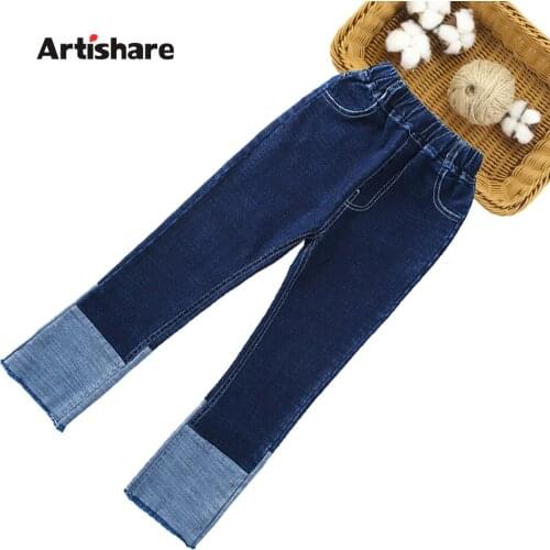 Jeans Girl Patckwork Girl Jeans Casual Style Jeans Kids Spring Autumn Childrens Clothing 6 8 10 12 14