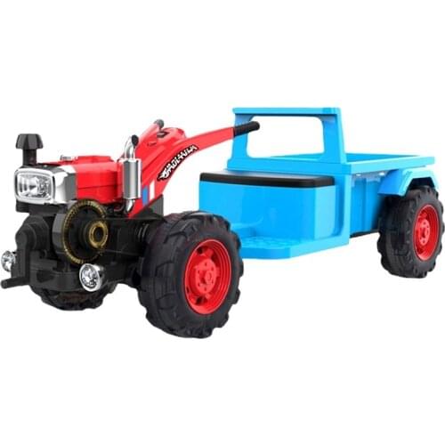 LazyChild Childrens Electric Walking Tractor Can Sit Human Hand-held Toy Belt Bucket The Electric Tractor Childrens Tractor