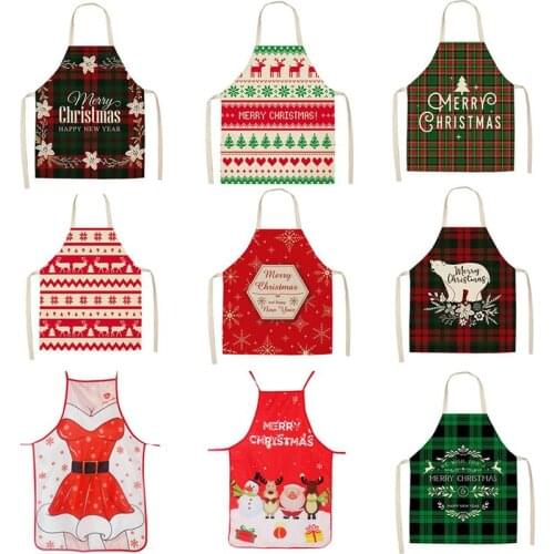 Christmas Linen Apron Kitchen Creative Decoration New Year Gifts for Men&Women Kitchen Household Items Christmas Gift Delantal