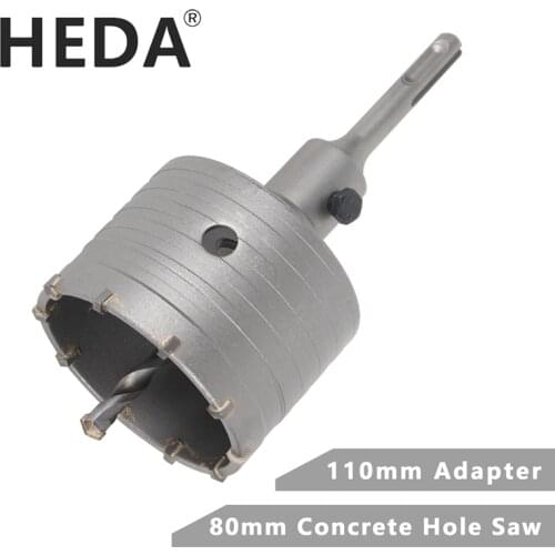 HEDA 80mm Concrete Tungsten Carbide Alloy Core Hole Saw SDS PLUS Electric Hollow Drill Bit Air Conditioning Pipe Cement Stone