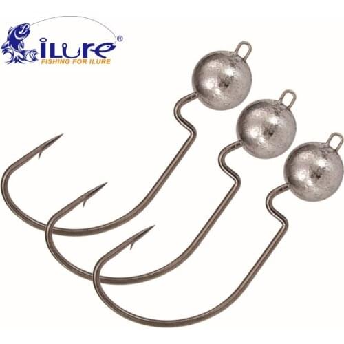 ILure 5 Pcs/lot Exposed Lead Jig Head 3.5g 5g 7g 10g Barbed Hook Soft Lure Jigging Worm Shad Hook Fishing Hooks Accessories