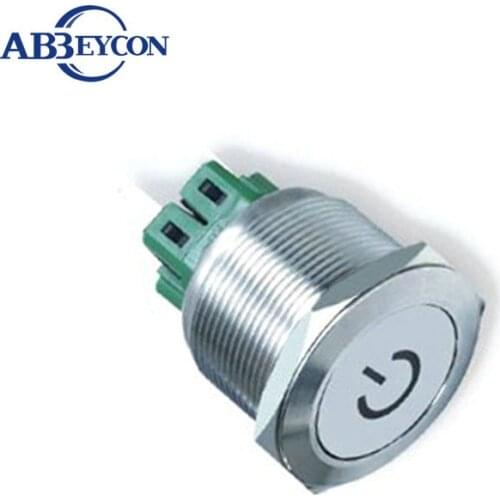 IN49 25mm Anti-Vandal Indicator Lights Metal Indicator Nickel Plated Brass Power Logo Indicator