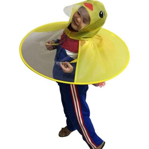 Creative Yellow Cartoon Duck Rain Hat Foldable Children Raincoat Umbrella Cape Cute Rain Coat Cloak Universal for Boys Girls 1pc