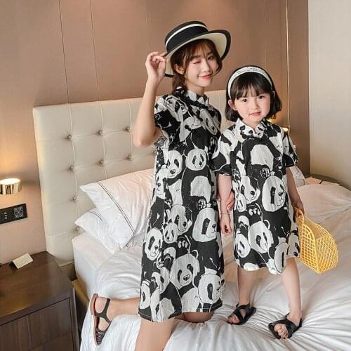 Summer Mother-daughter Fashion Retro Cheongsam Print Dress
