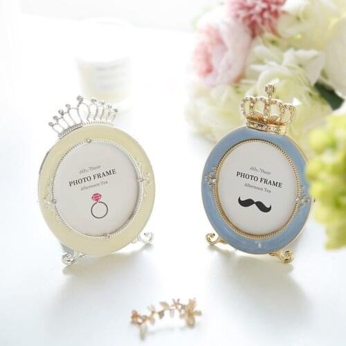 Mini Light Luxury Diamond/Crown Metal Photo Frame Living Room Ornaments
