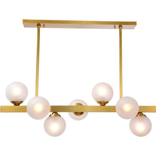 Full copper magic bean long brass Pendant Light LED lamp 7 heads For restaurant molecular rectangle living room lighting G800