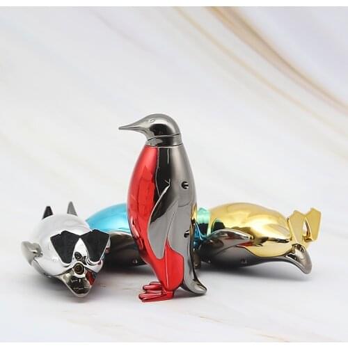Metal Creative Penguin Shape Free Fire Butane Gas Cigarette Lighter