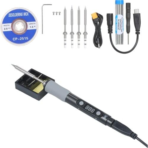 Mini Electric Soldering Iron with Digital Tube Display Intelligent Soldering Iron Kit with 45W PD Power Adapter and 4 Iron Heads