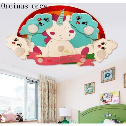 Cartoon creativity pony ceiling lamp childrens room boy girl baby bedroom warm eye protection LED ceiling lamp free shipping