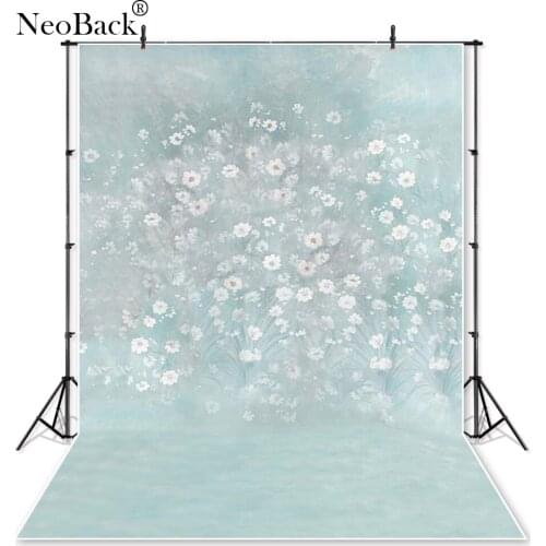 NeoBack 5x7ft Vinyl Cloth Newborn Photographic Backgrounds Photo Studio Printed Pale Green Floral Children Photo Backdrops P2430