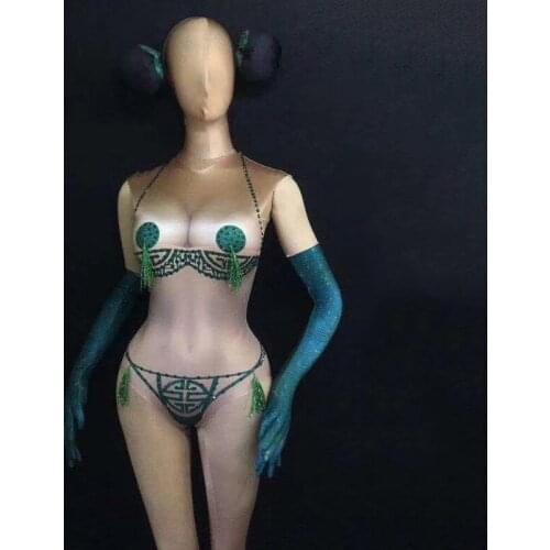 New Festival Nightclub Dance Car Model Catwalk Show One-Piece Women Dancer High Fork Jumpsuit Stage Costume DJ351