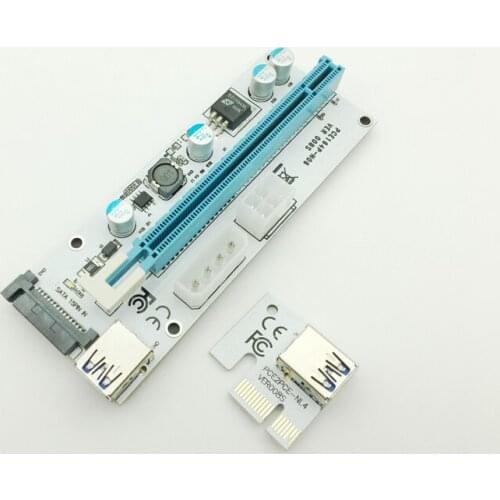 New VER008S 3 in 1 Molex 4Pin SATA 6PIN PCIE PCI-E PCI Express Riser Card 1x to 16x USB 3.0 Cable For Mining BTC Miner Mining