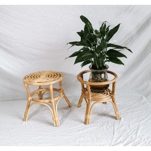 Pastoral Natural Rattan Plant Stand Rack Indoor Flower Pot Holder Garden Vine Trellis Shelf Home Garden Balcony Retro Decoration