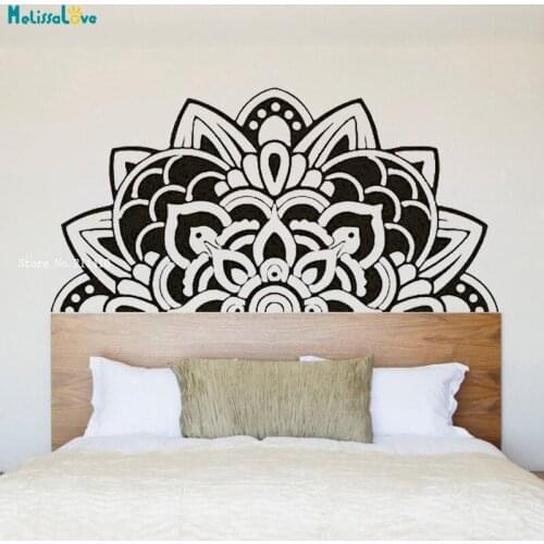 Simple Half Mandala Vinyl Wall Stickers Living Room Yoga Studio Décor Bohemian Selashesive Decals Waterproof YT5013A
