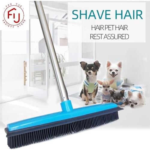 Rubber Broom Pet Hair Lint Removal Device Telescopic Bristles Magic Clean Sweeper Squeegee Scratch Bristle Long Push Broom
