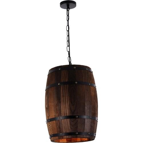 Antique Wood Wine Barrel Pendant Lamp Hanging Rustic Kitchen Bar Cafe Ceiling Lamp Light Fixtures