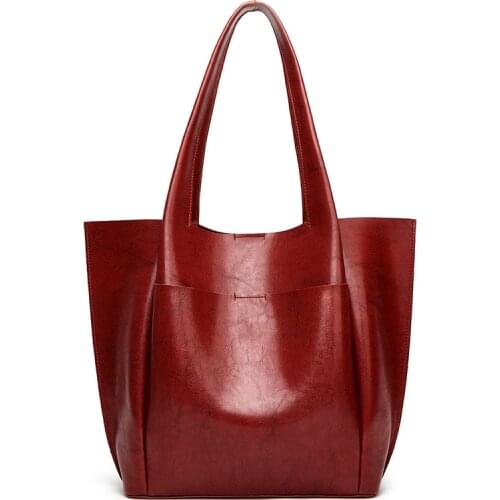 Large Capacity Tote Women Bag Casual Women Shoulder Bags Luxury Soft Oil Wax Pu Messenger Bags For Women