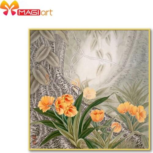 Cross stitch kits Embroidery needlework sets 11CT water soluble canvas patterns 14CT Modern style Orchid under the tree-NCMF291