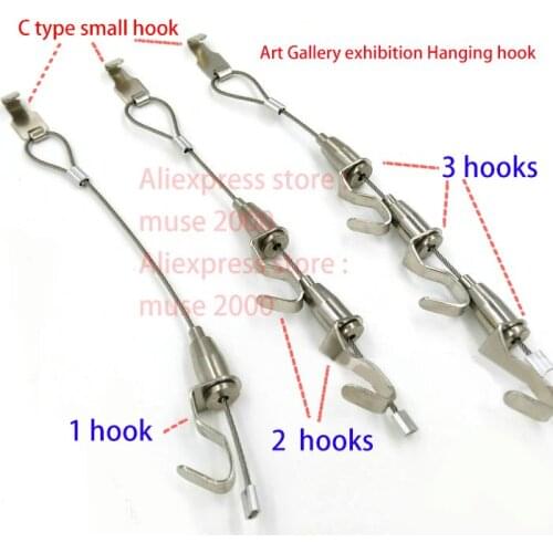 1 hook 0.5 -3 meters length Art Gallery exhibition Hanging hook steel rope wire hooker hanging picture drawing hanger wire signs