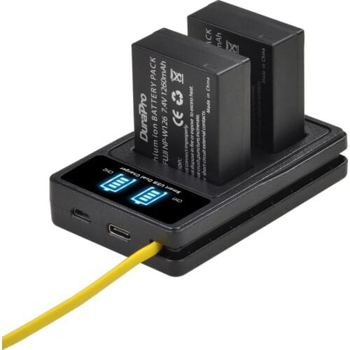 2X 1260mAh NP-W126 NP W126 Battery Charger with USB Charging Cable For Fujifilm HS50 HS35 HS33 HS30EXR XA1 XE1 X-Pro1 XM1 X-T10