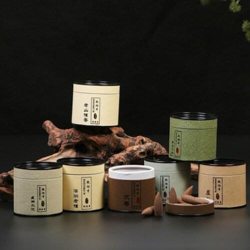 40pcs/box 100% Natural Sandalwood Backflow Incense Cones Handmade Agarwood Cones Air Purification Incense