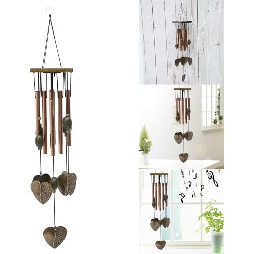 Antique House- Love Heart 8 Tubes/Fish Copper 6 Bells Relaxing Windchime Campanula Outdoor Living Yard Garden Decor Wind Chimes
