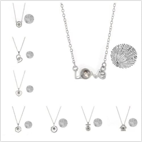 DoreenBeads Trendy With Card 100 Language I love You Necklace For Women Wedding Letter Necklace Jewelry Drop Shipping Charms