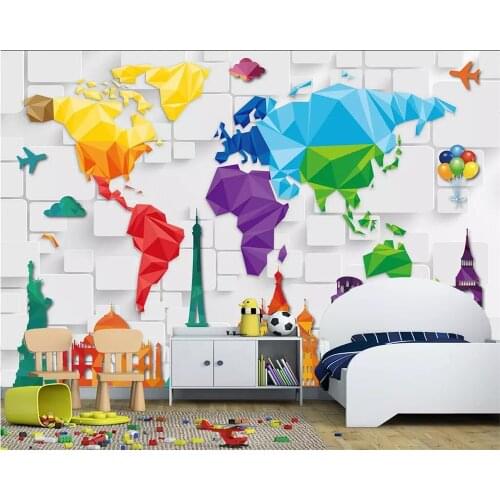 Beibehang Custom wallpaper murals three-dimensional map building childrens room background wall kindergarten mural 3d wallpaper