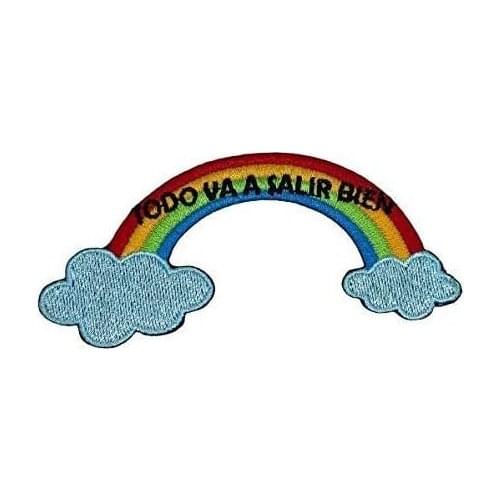 🥇Gemelolandia-Rainbow clothing patch "everything will work out" 15mm-embroidered patch thermoadhesive
