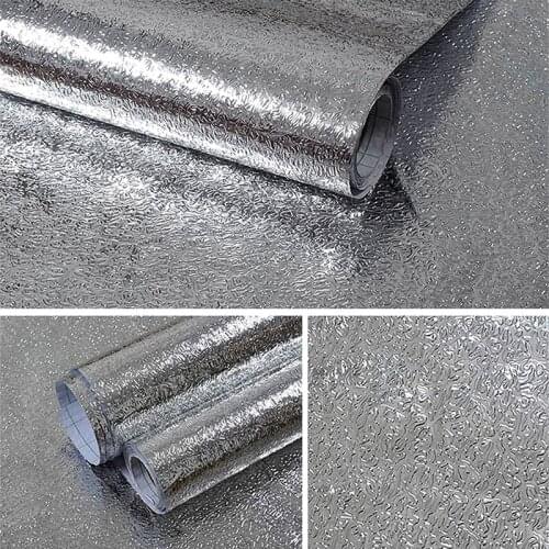 Hot Wide 40cm Kitchen Wall Stickers Aluminum Foil Waterproof Removable Self Adhesive Oil Proof Wallpaper Wall Sticker